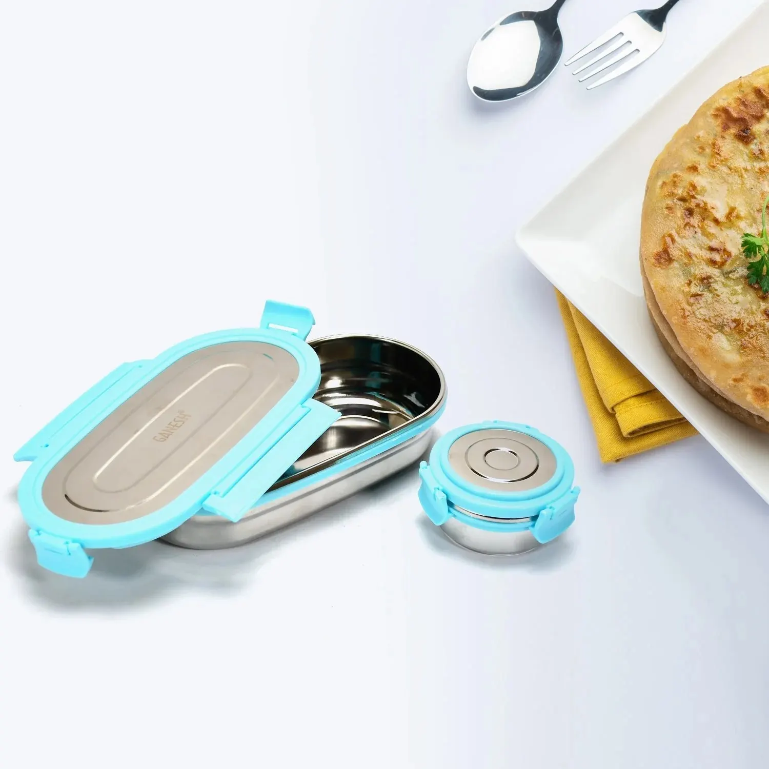 Ganesh Stainless Steel Lunch Box & Container Set of 2