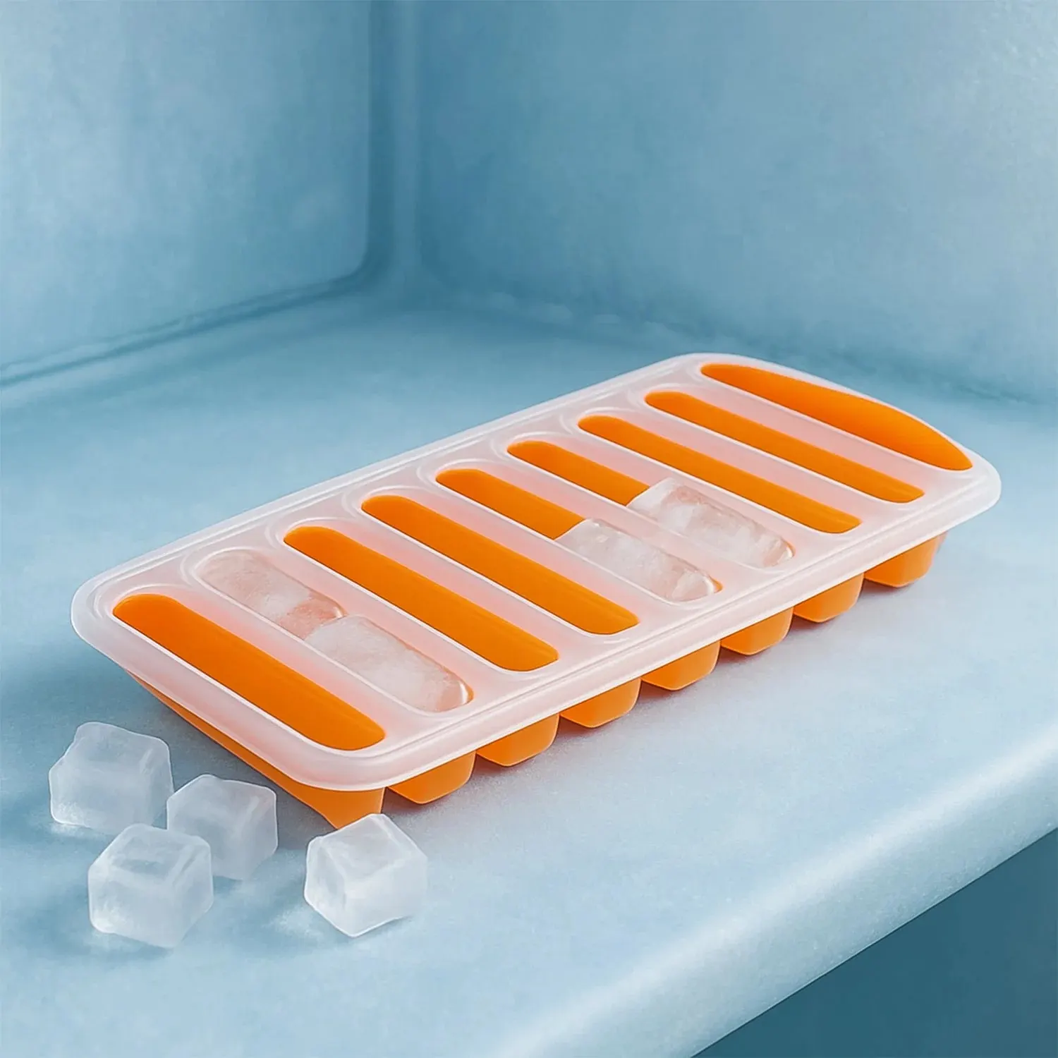 Water Bottle Ice Stick Tray with Push  Cubes
