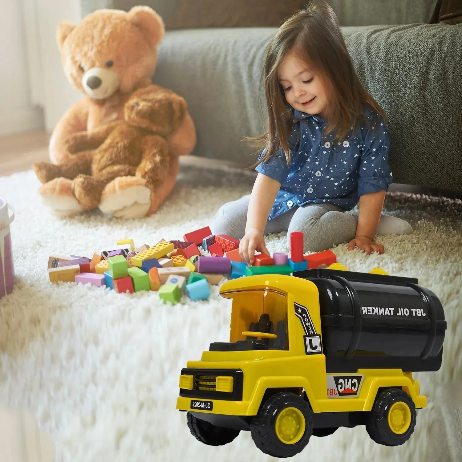 Big Heavy Duty Unbreakable Toy Truck with Sound | Friction Powered Oil-Water Tanker