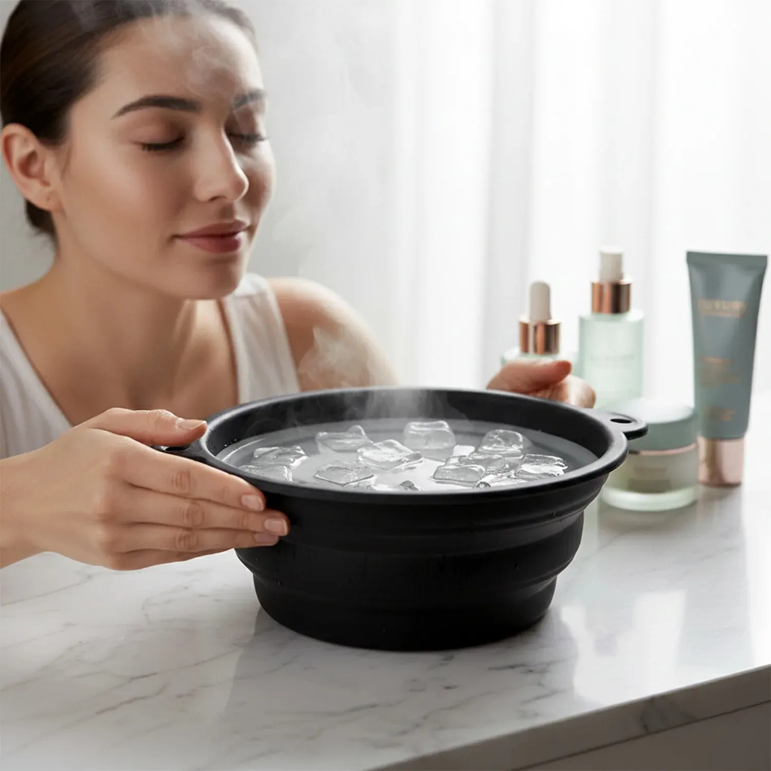 Portable Foldable Silicone Ice Bath Bowl (1 Pc)