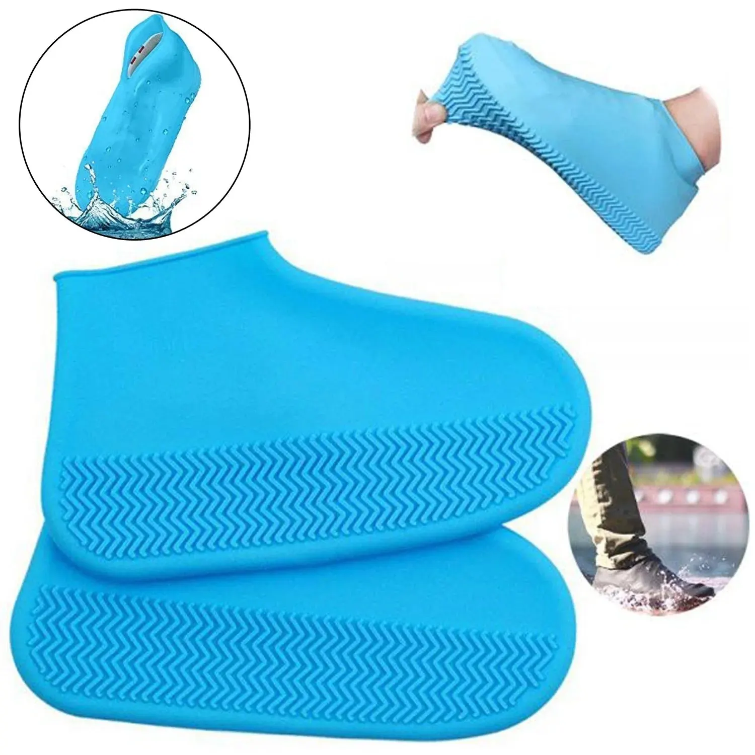 Non-Slip Silicone Rain Anti skid Waterproof Fordable Boot Shoe Cover (Mix Color)
