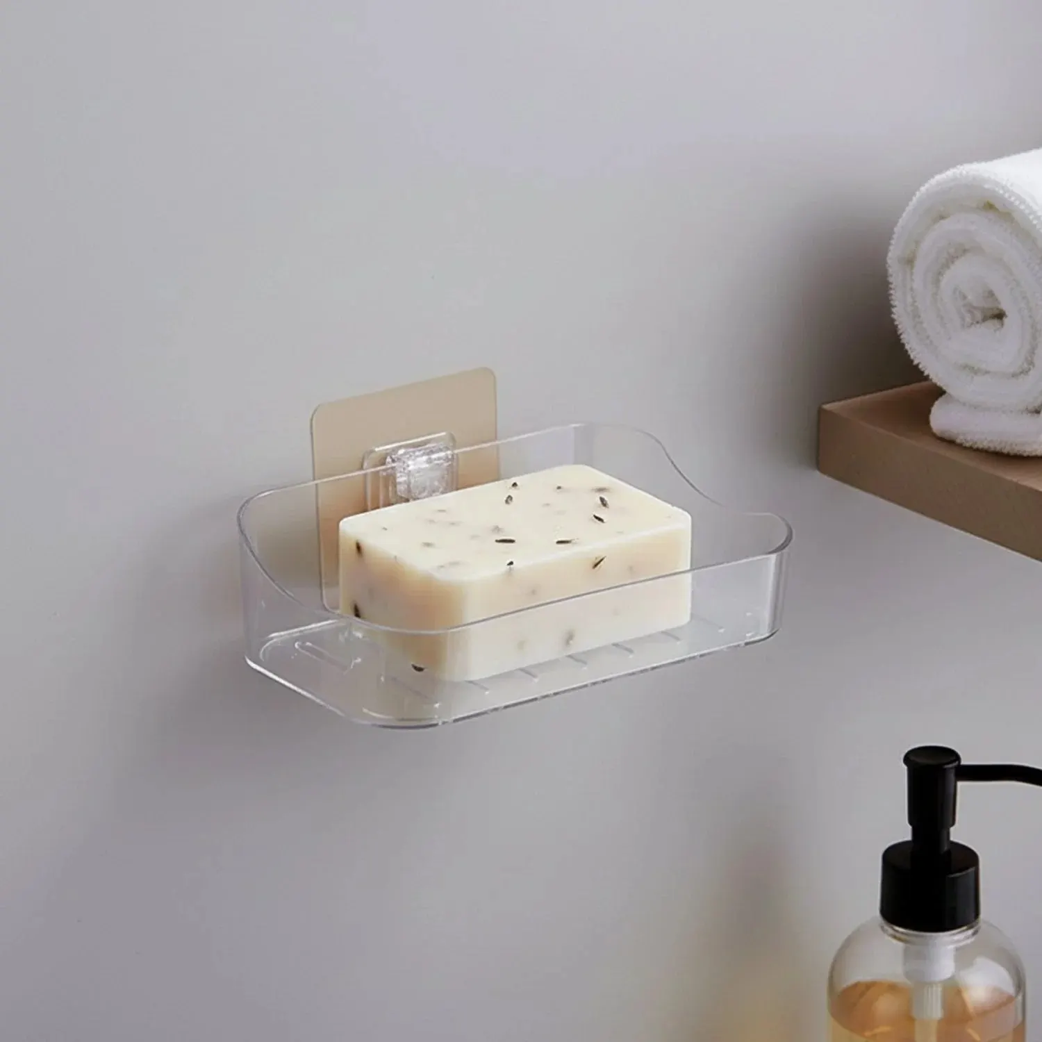 Wall-Mounted Transparent Soap Dish Holder Set