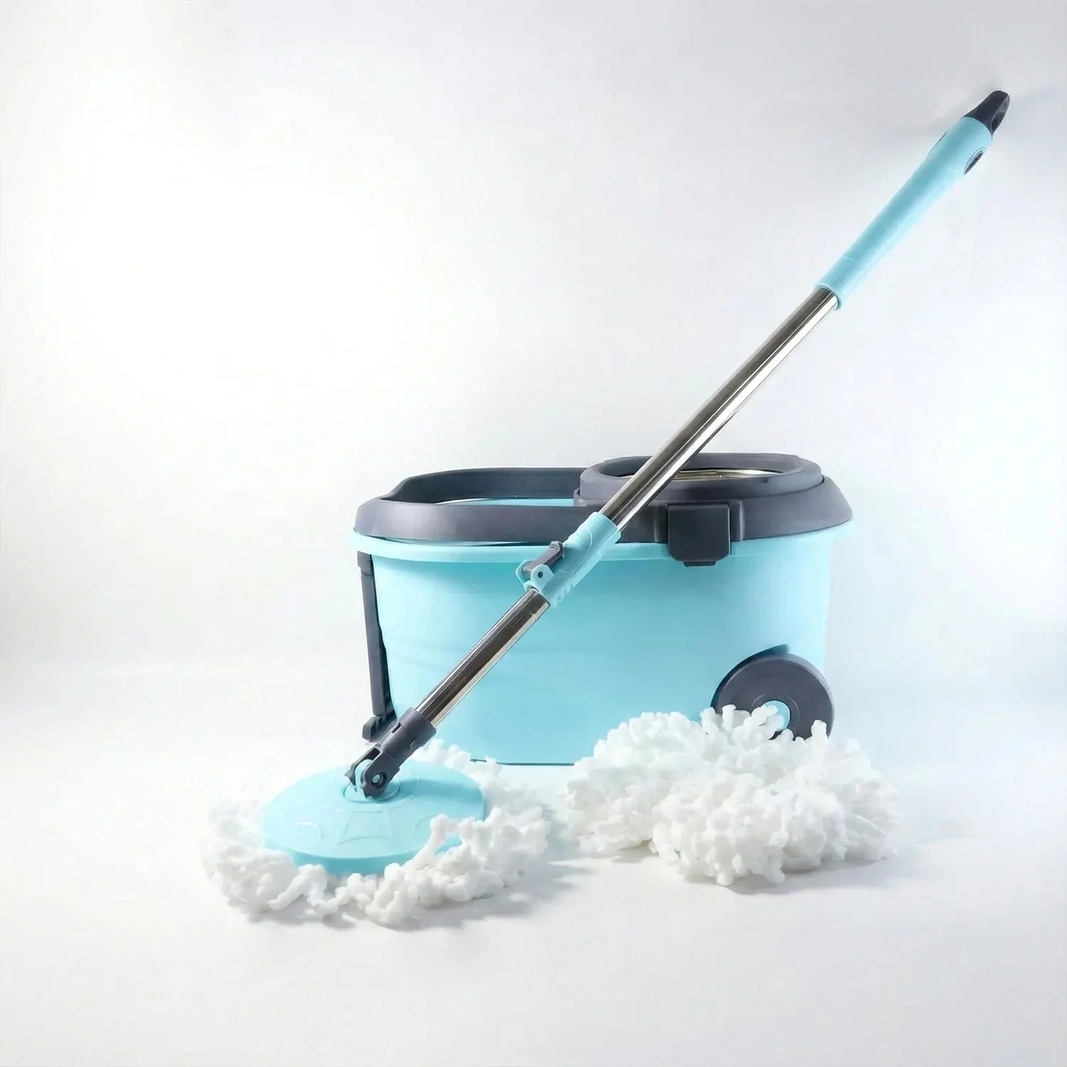 Steel Jari Bucket Mop Set with Microfiber Spin Mop (1 Set)