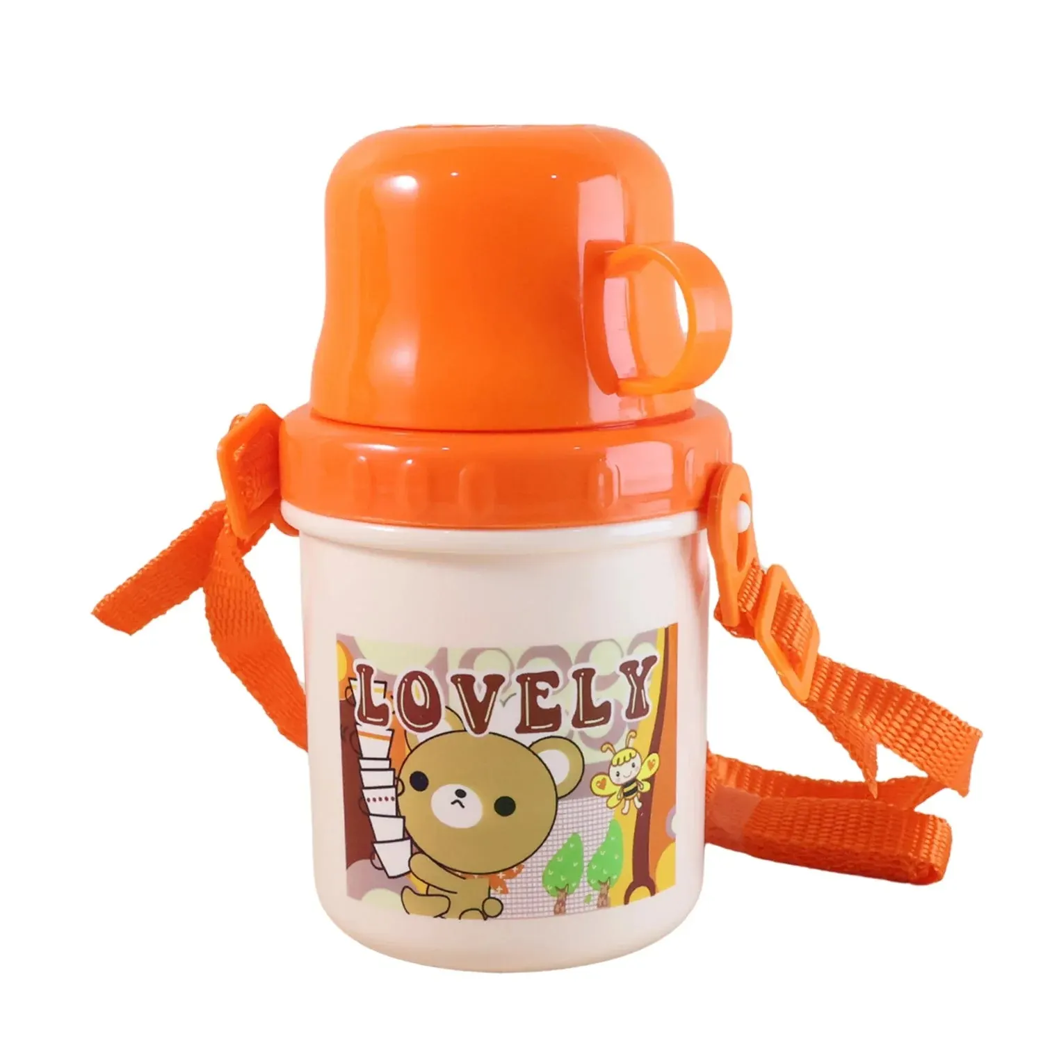 Lovely Cartoon Printed Plastic Cup with Lid (Approx. 350 ML, 1 Pc)
