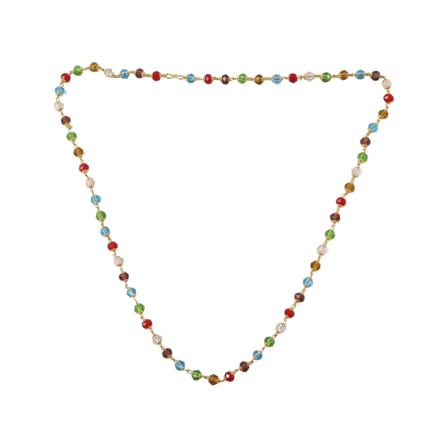 Multicolour Crystal Beaded Necklace with Gold-Tone Links (1Pc)