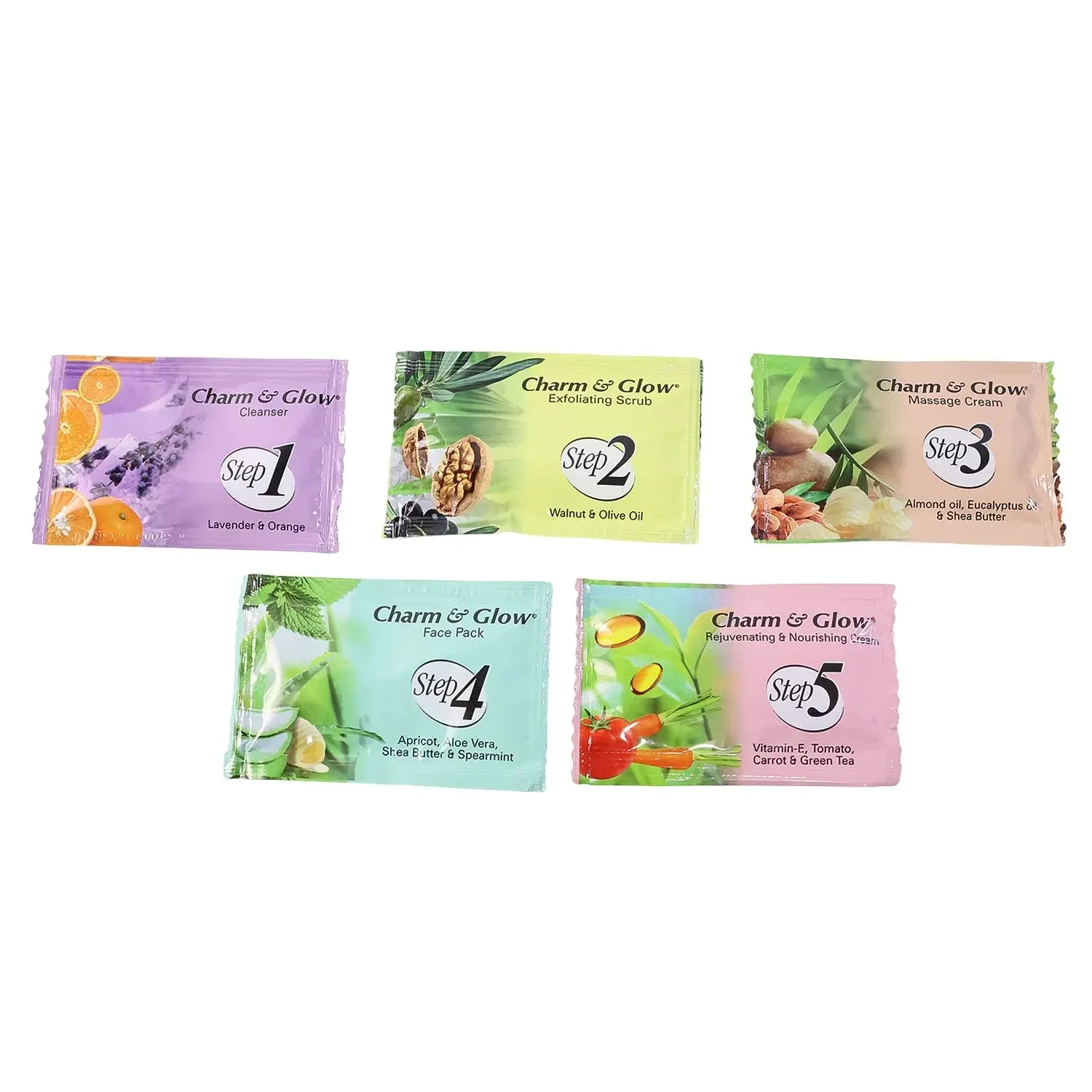 Charm & Glow 5-Step Herbal Facial Kit (1 Pc)