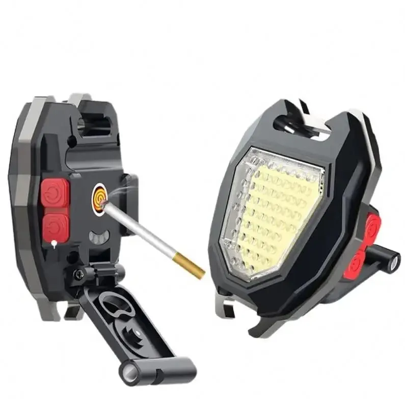 Triangular Camping Flashlight with Lighter â€“ 6 Modes, 3 Colors, Waterproof