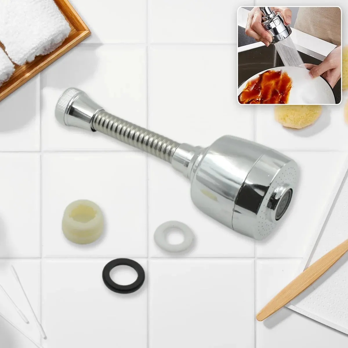 360Â° Rotating Faucet Sprayer â€“ Water-Saving Aerator for Kitchen & Bathroom (6 Inch)