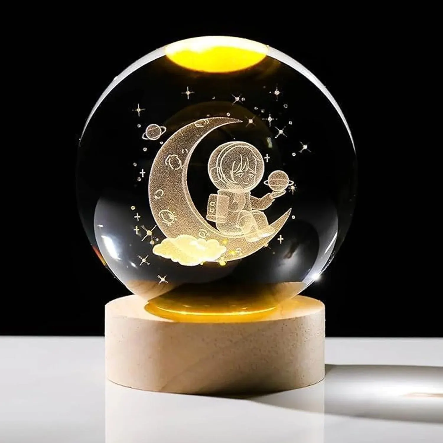 3D Crystal Ball lamps With Base (1 Pc / Mix Design)