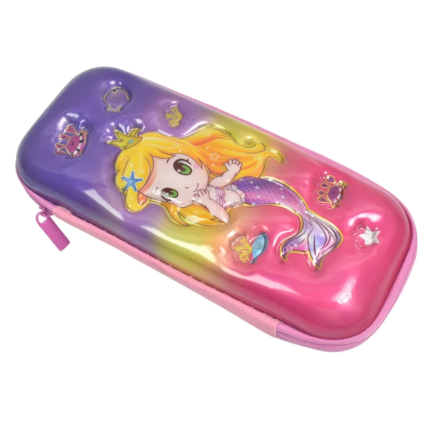 3D Cartoon Zipper Compass Box, Pencil Box (1 Pc / Mix Design)