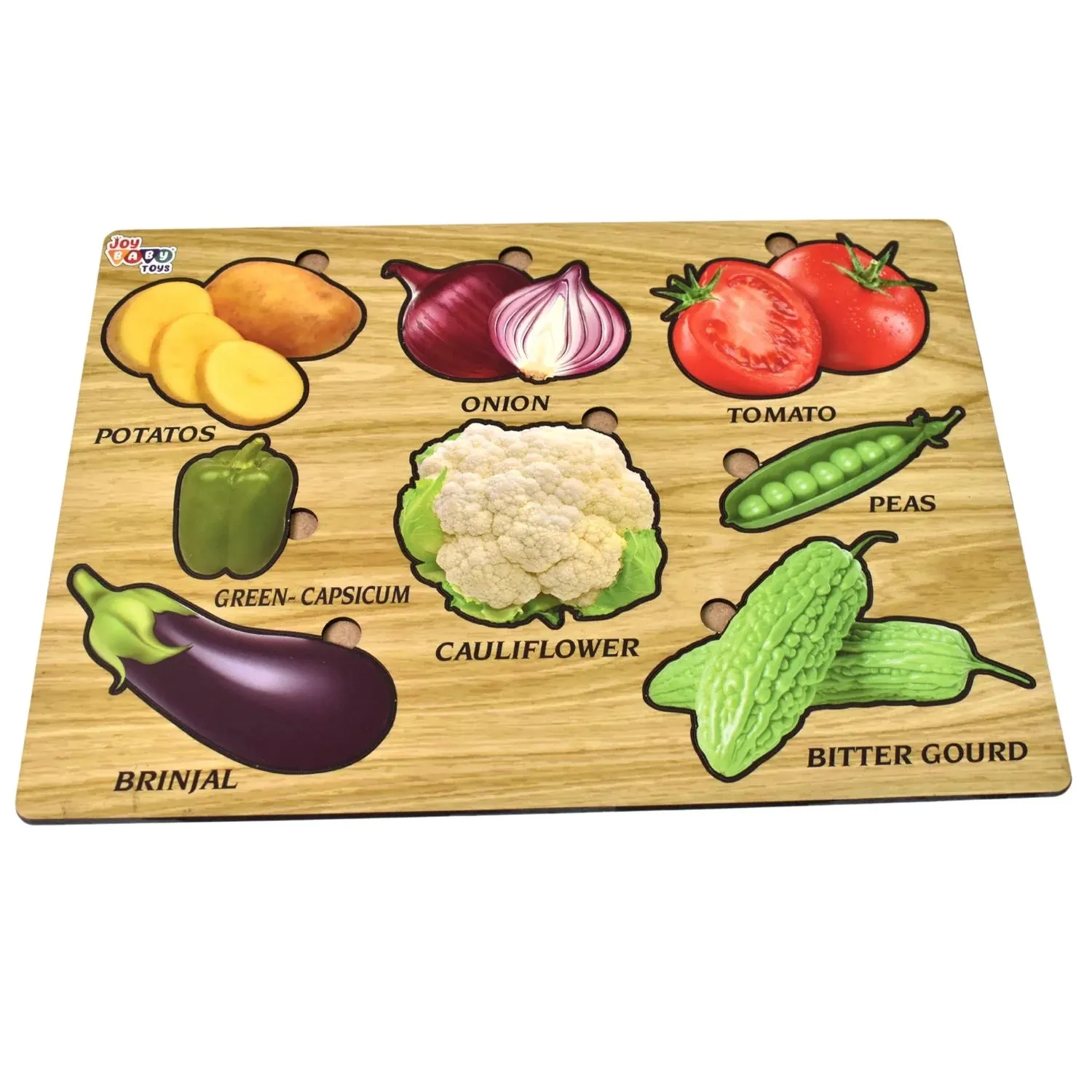 Wooden Vegetable Puzzle Learning Educational Board (1 Set / 28Ã—20 Cm)