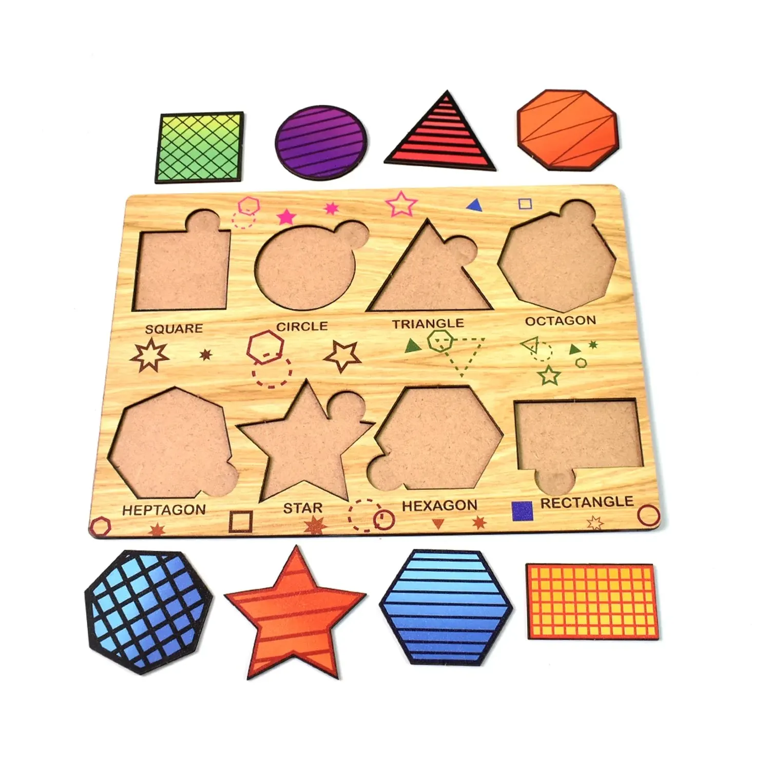 Wooden Triangles Puzzle Learning Educational Board (1 Set / 28Ã—20 Cm)