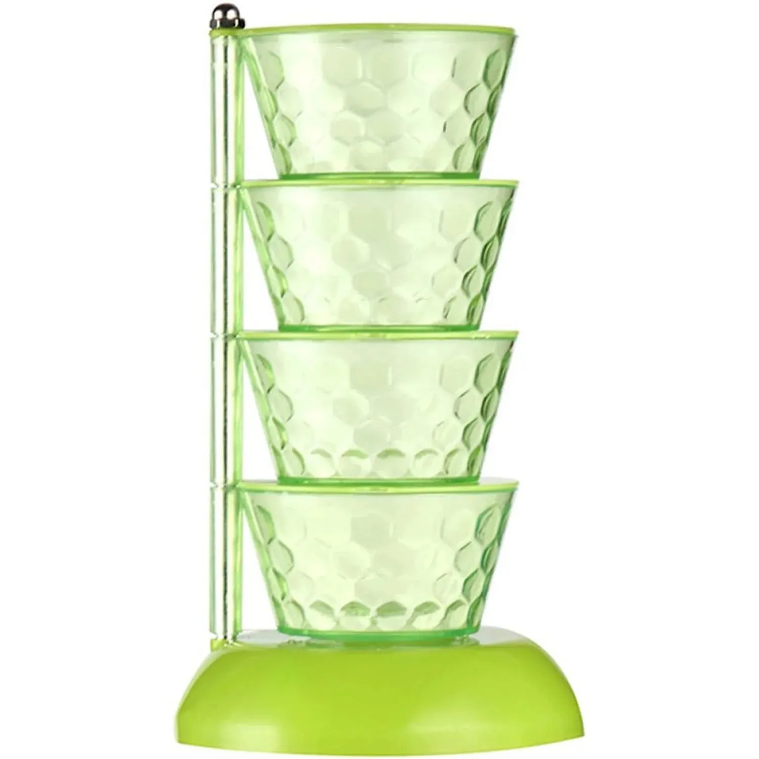 4 Section 360Â° Rotating Box Plastic Pickle Tower Spice Rack with 4 Spoons 1 Set