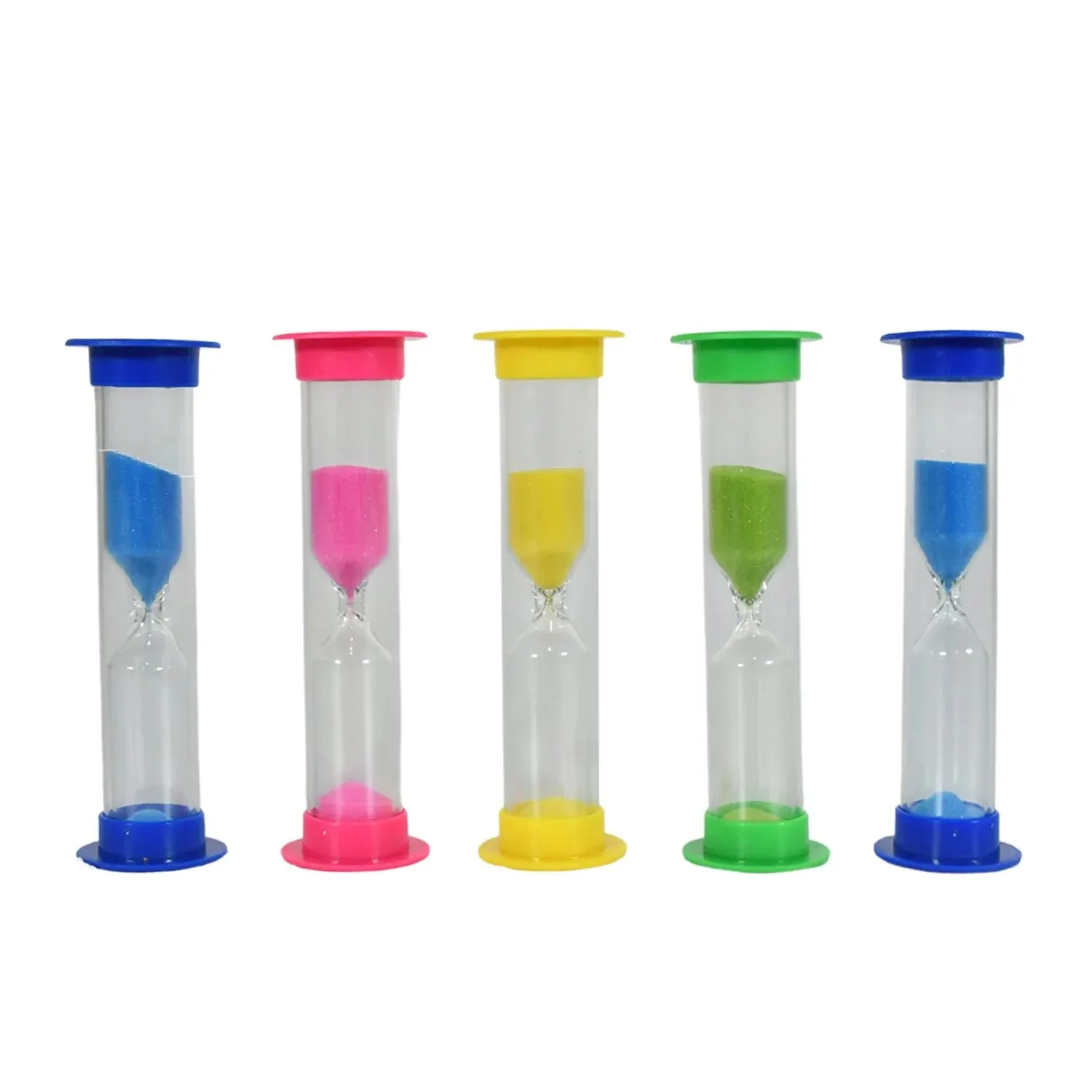 Plastic hourglass sand timer set â€“ 3-min sand clock for kitchen, office & kids (5 pc)