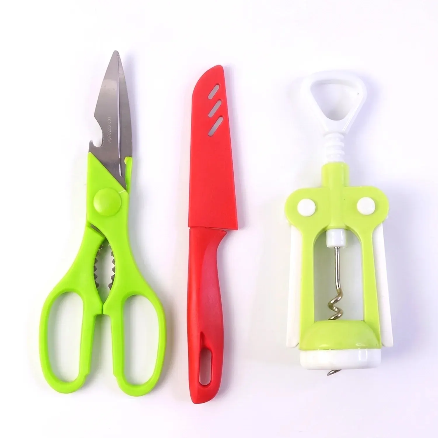 3 Pc Set Kitchen Tool Kit â€“ Wine Bottle Opener, Knife, and Scissors Set