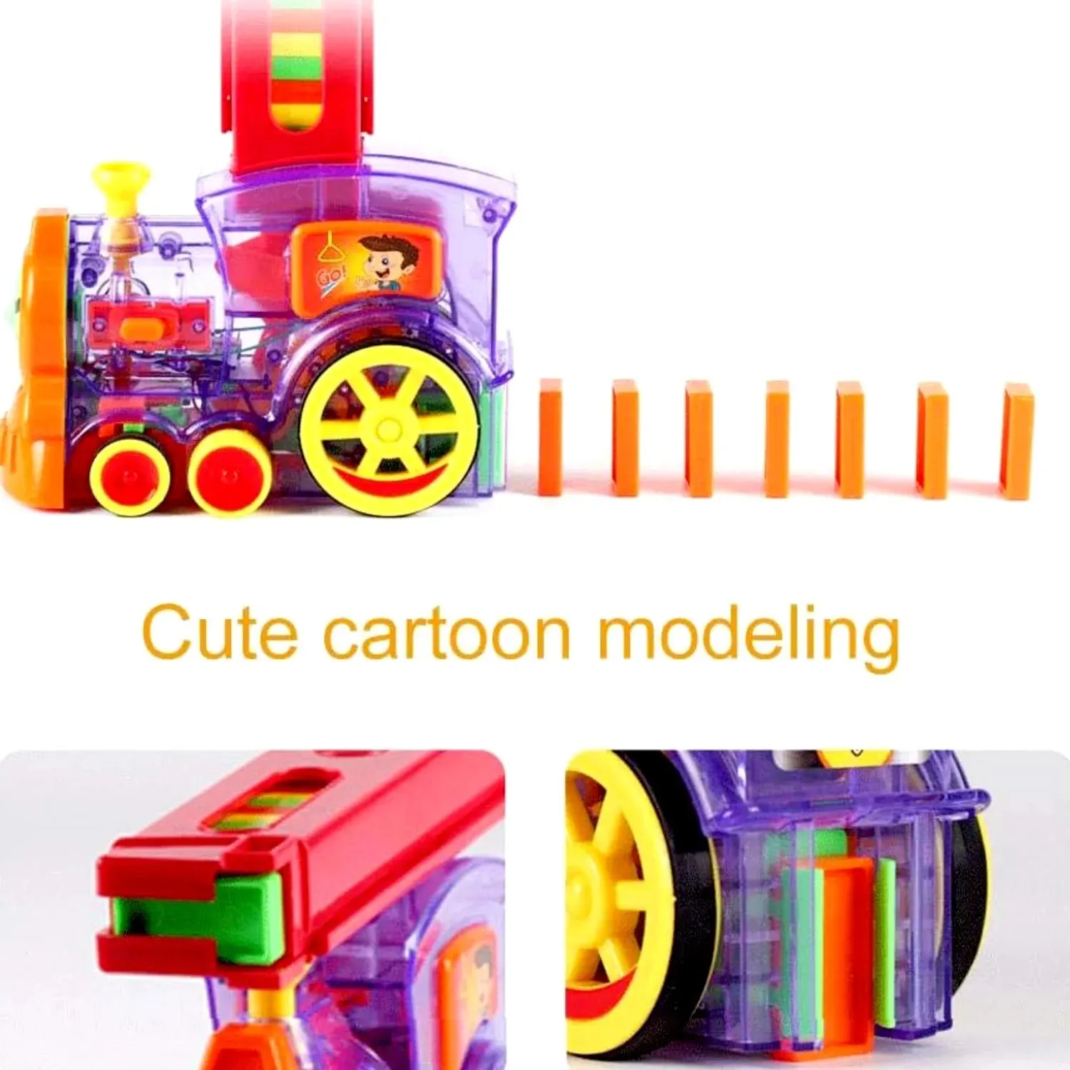 Transparent funny train engine block set â€“ 60-piece music & lights