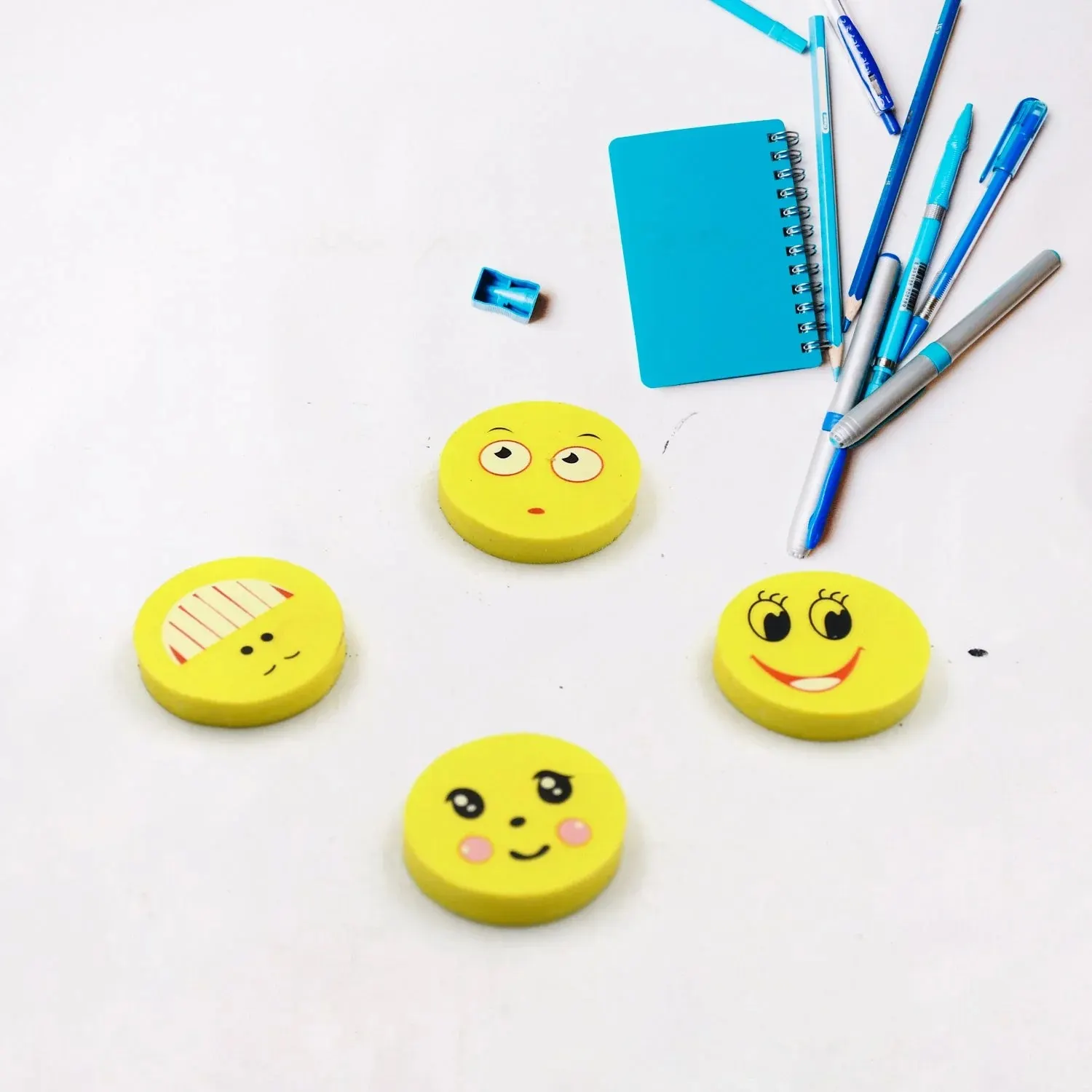 Cute smile emoji eraser set â€“ perfect for kids (4pc set)