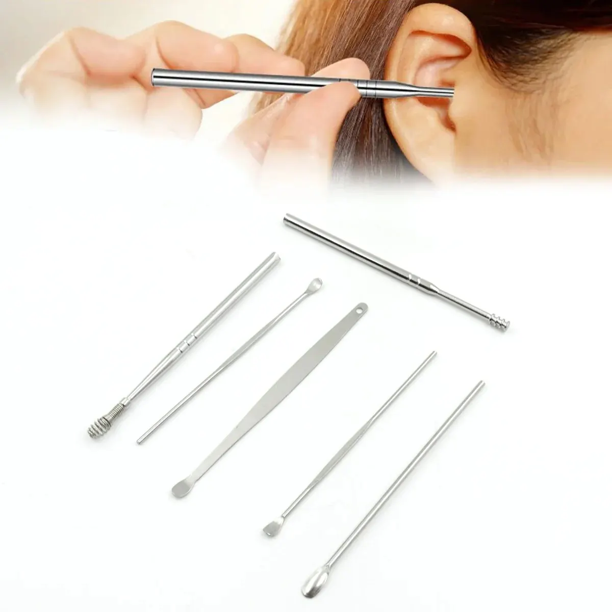 Ear wax removal kit â€“ portable ear cleaning tool with keychain holder (6 pc)