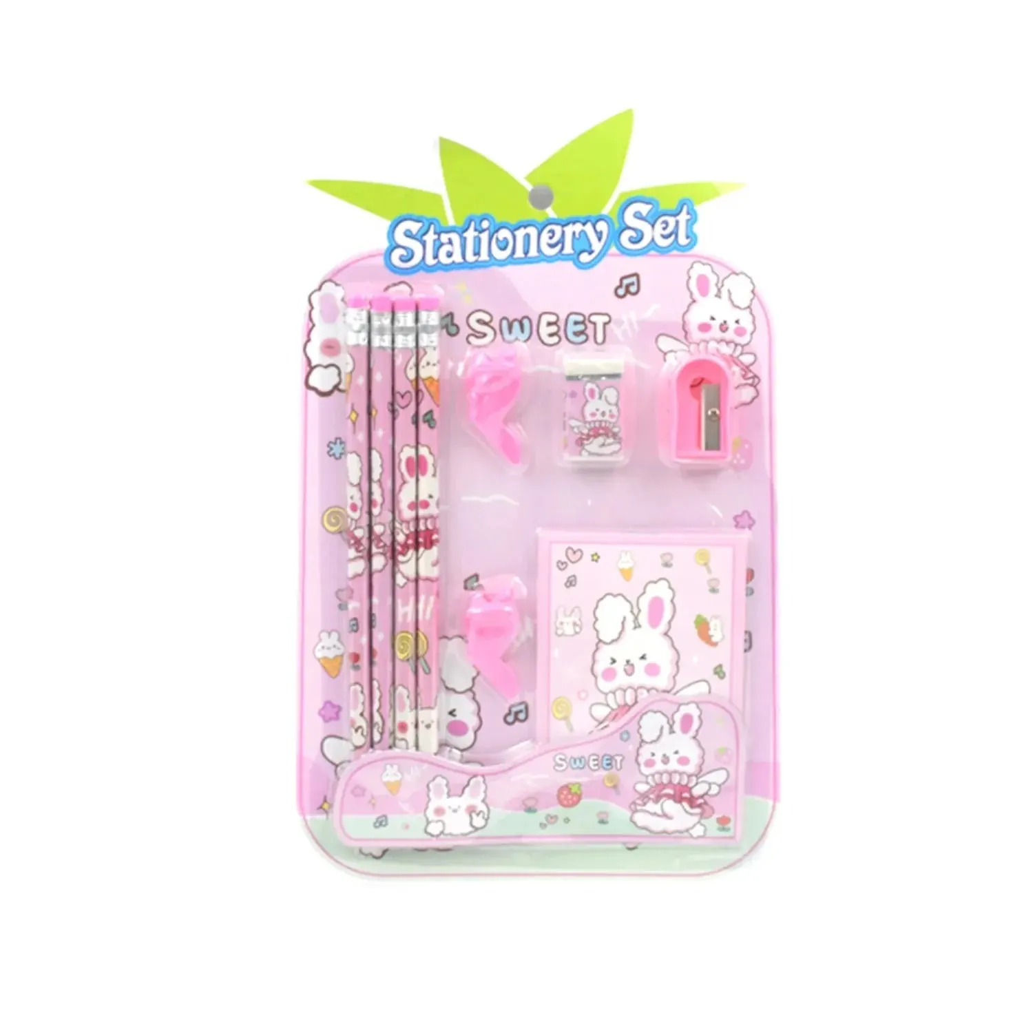 Kids' Stationery Kit: Wooden Pencils, Sharpener, Eraser, Diary (9 Pc Set)