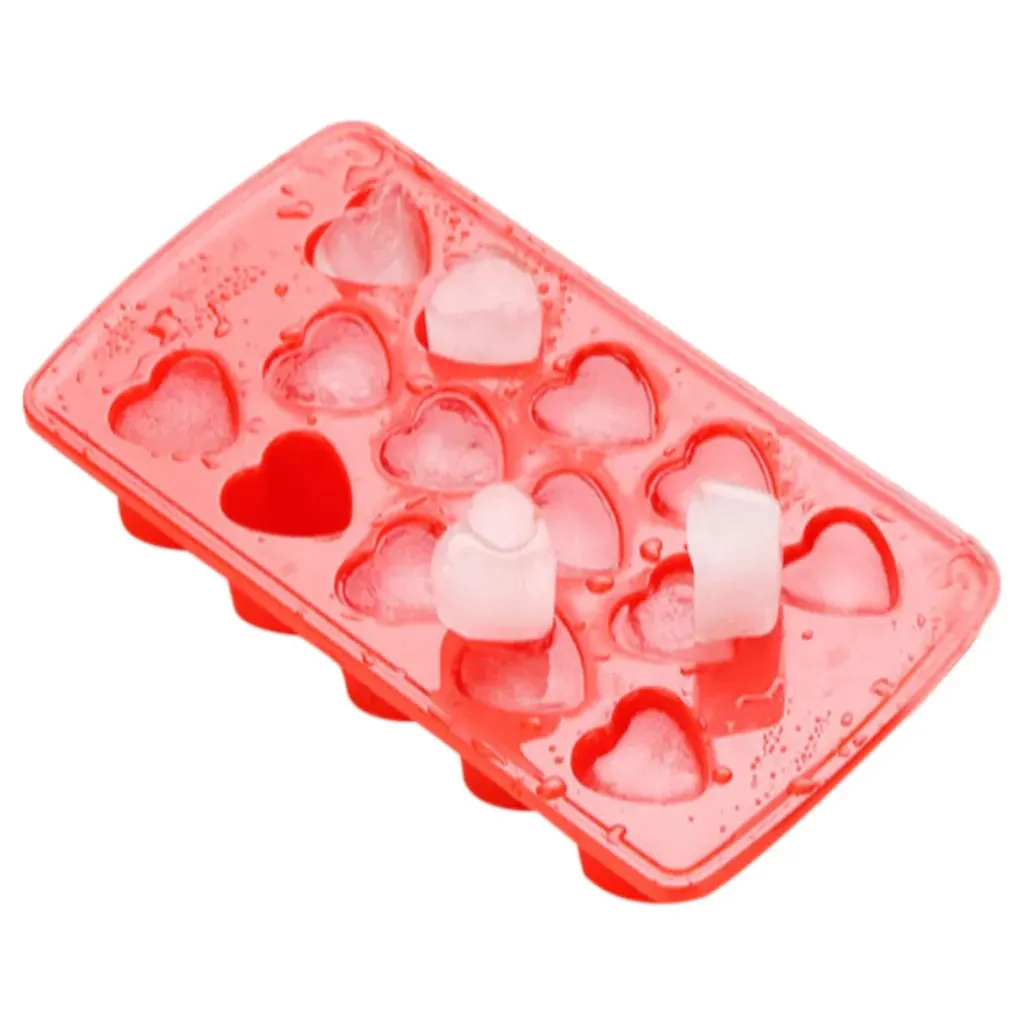 Heart shape ice cube & candy tray â€“ 14 cavities (multicolor)