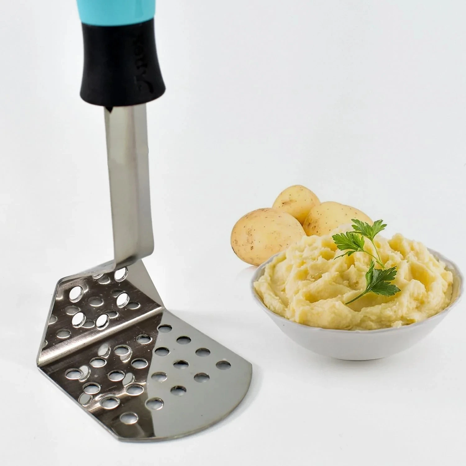 Apex L-Handle Stainless Steel Potato Masher Ergonomic Grip (1 Pc)