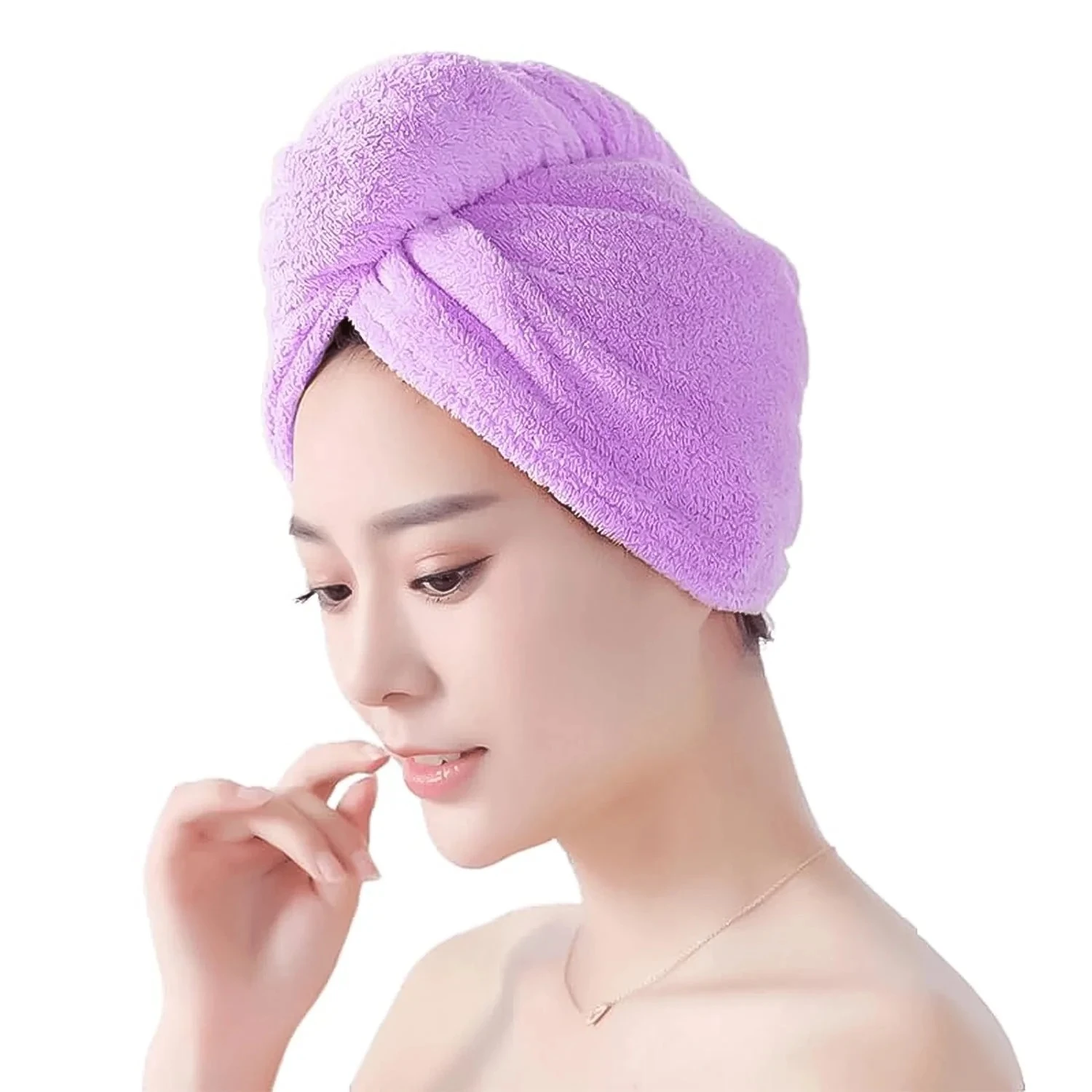 Quick Turban Hair-Drying Absorbent Microfiber Towel (1 Pc / Mix Design)